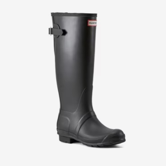 Hunter Original Back Adjustable Tall Rain Boot Women's black matte 8 - Picture 1 of 14